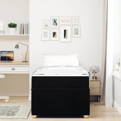 Best vidaXL Sängram med madrass 80 x 200 cm tyg Svart