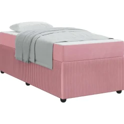 Discount vidaXL Sängram med madrass 80 x 200 cm tyg Rosa