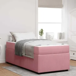 Discount vidaXL Sängram med madrass 80 x 200 cm tyg Rosa