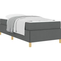 vidaXL Sängram med madrass 80 x 200 cm tyg Mörkgrå