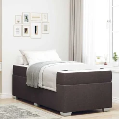 vidaXL Sängram med madrass Mörkbrun 80 x 200 cm tyg