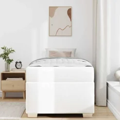 Best vidaXL Sängram med madrass 80 x 200 cm tyg Vit