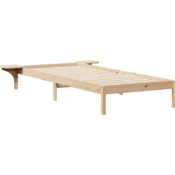vidaXL Sängram med sidobord Naturfärg 80 x 210 cm Massiv furu