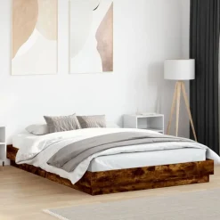 Hot vidaXL Sängram 120x200 cm konstruerat trä Rökfärgad ek