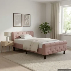 New vidaXL Sängram sammet 90x200 cm Rosa