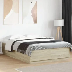 Best vidaXL Sängram sonoma-ek 150x200 cm konstruerad trä Sonoma ek