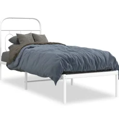 vidaXL Sängram utan madrass med huvudgavel metall vit 75x190 cm