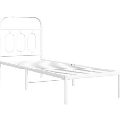 vidaXL Sängram utan madrass med huvudgavel metall vit 75x190 cm