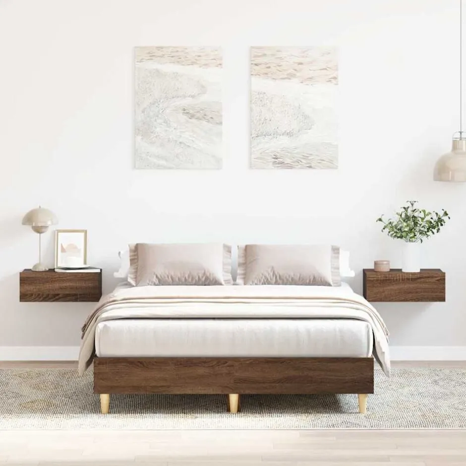 Hot vidaXL Sängram utan madrass 120x200 cm konstruerat trä brun ek