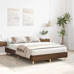 Hot vidaXL Sängram utan madrass 120x200 cm konstruerat trä brun ek