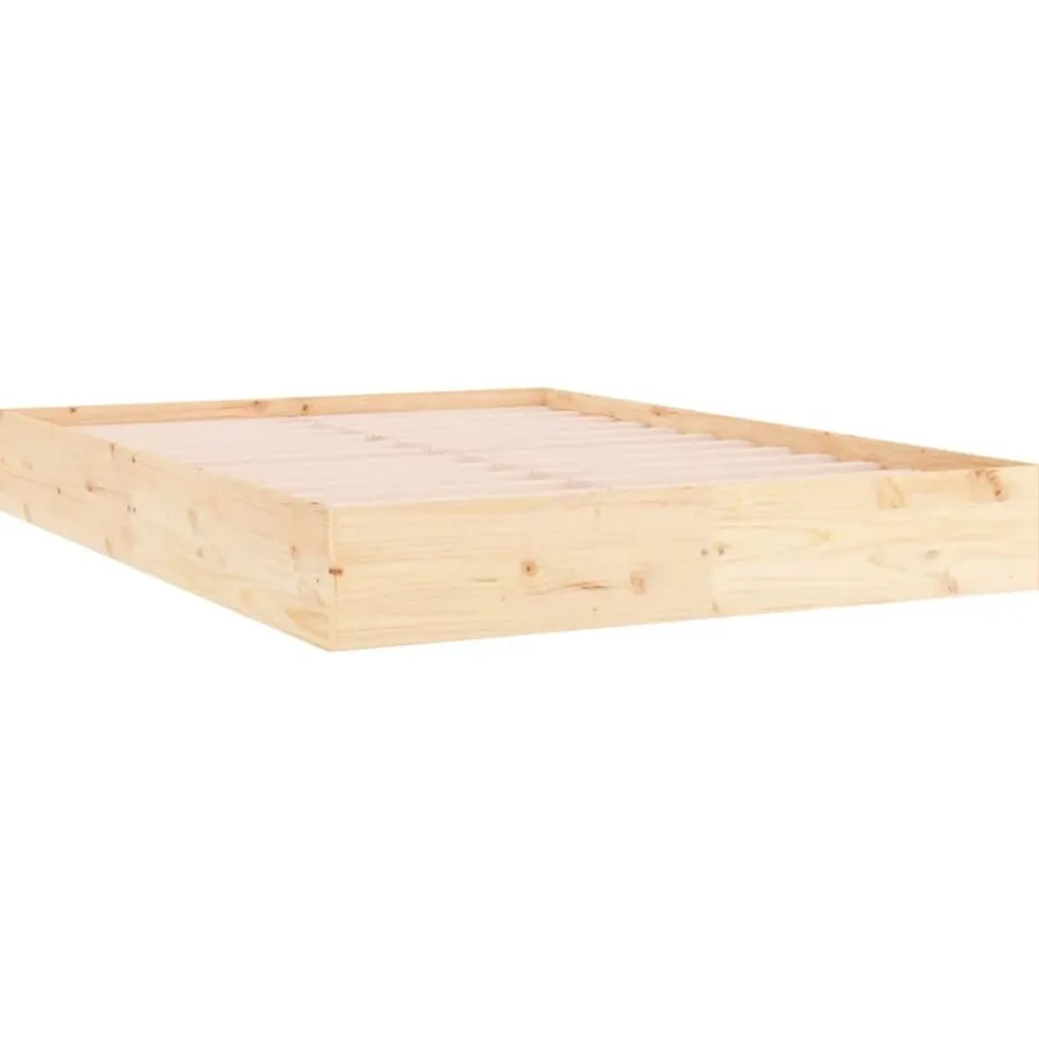 Online vidaXL Sängram utan madrass massivt trä 200x200cm Naturfärg