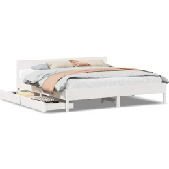Outlet vidaXL Sängram utan madrass 200x200 cm massiv furu Vit