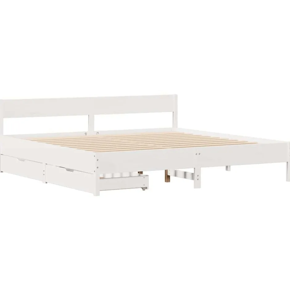 Outlet vidaXL Sängram utan madrass 200x200 cm massiv furu Vit