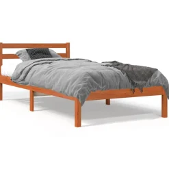 Discount vidaXL Sängram utan madrass 75x190 cm massiv furu Vaxbrun