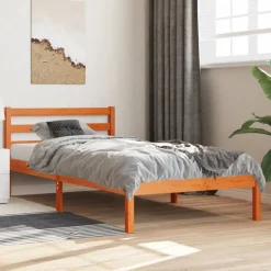 Discount vidaXL Sängram utan madrass 75x190 cm massiv furu Vaxbrun