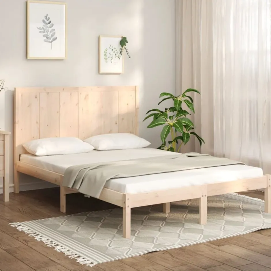 Clearance vidaXL Sängram utan madrass 120x190 cm massiv furu Naturfärg