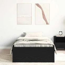 vidaXL Sängram utan madrass svart ek 75x190 cm konstruerat trä