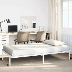 vidaXL Sängram utan madrass hopfällbar vit 75x190 cm stål