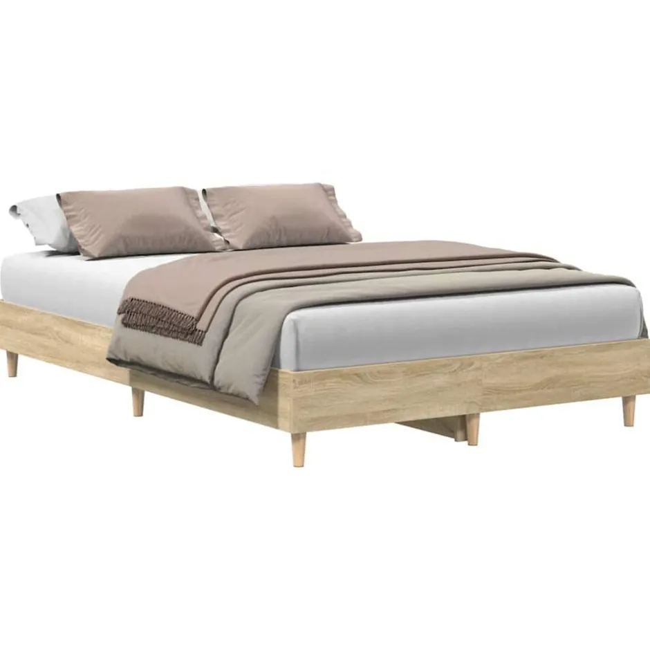 vidaXL Sängram utan madrass 120x200 cm konstruerat trä Sonoma ek