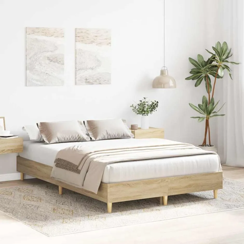 vidaXL Sängram utan madrass 120x200 cm konstruerat trä Sonoma ek