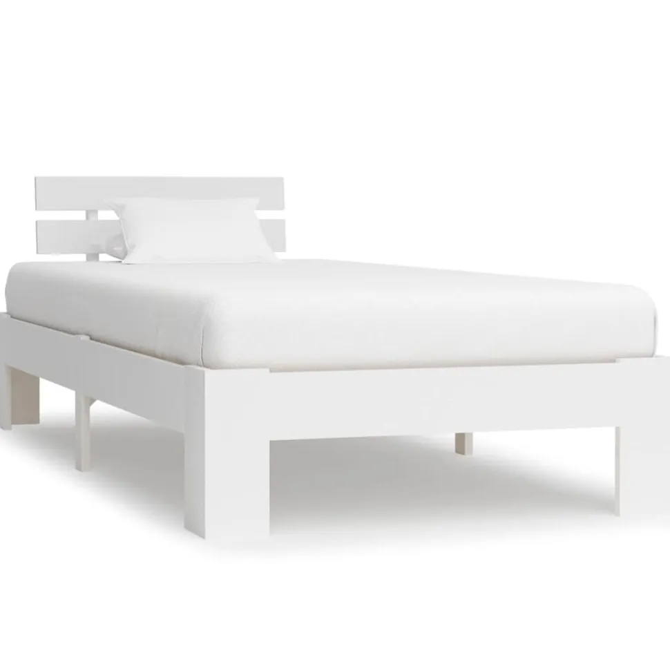 vidaXL Sängram utan madrass vit massiv furu 90x200 cm