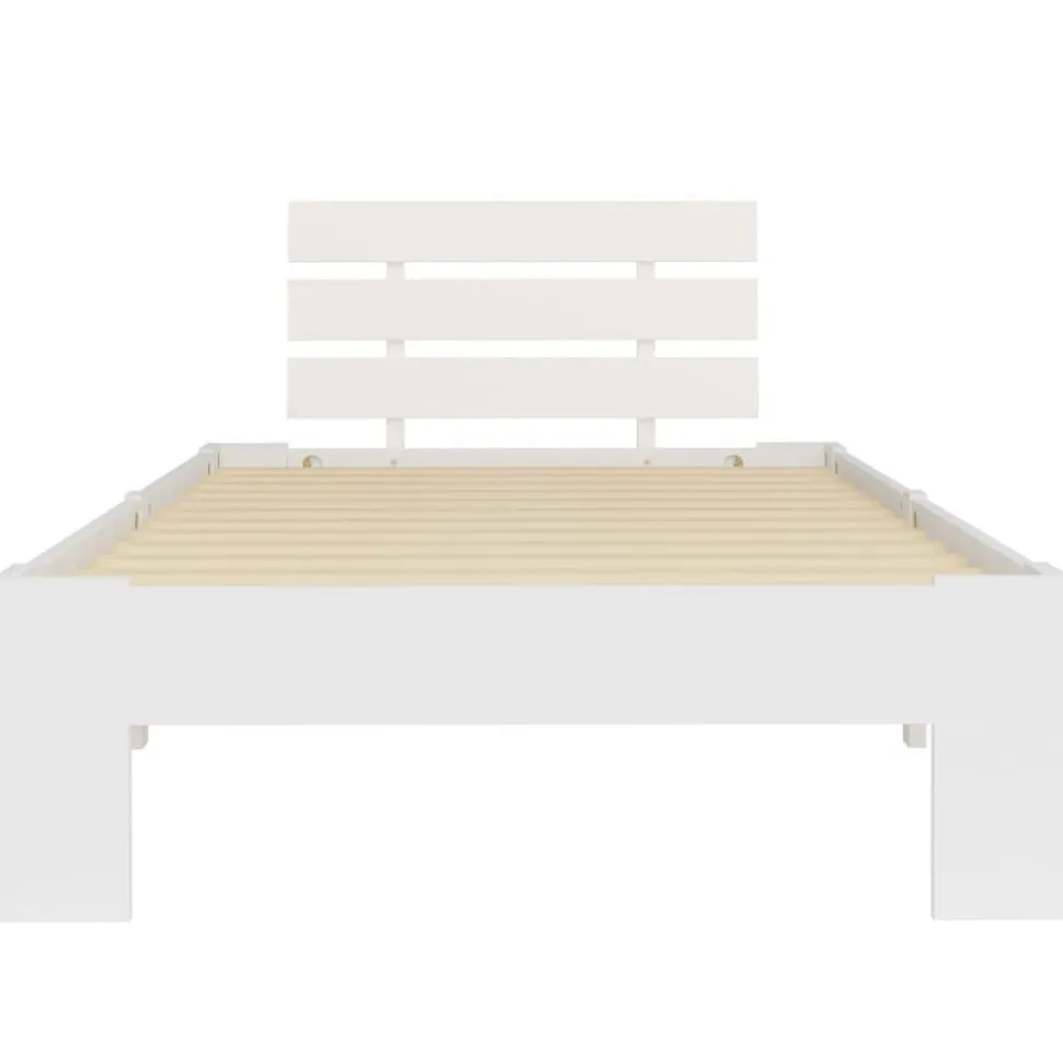 vidaXL Sängram utan madrass vit massiv furu 90x200 cm