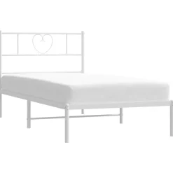 New vidaXL Sängram utan madrass med huvudgavel metall 75x190 cm Vit
