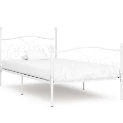 New vidaXL Sängram utan madrass med ribbotten metall 90x200 cm Vit