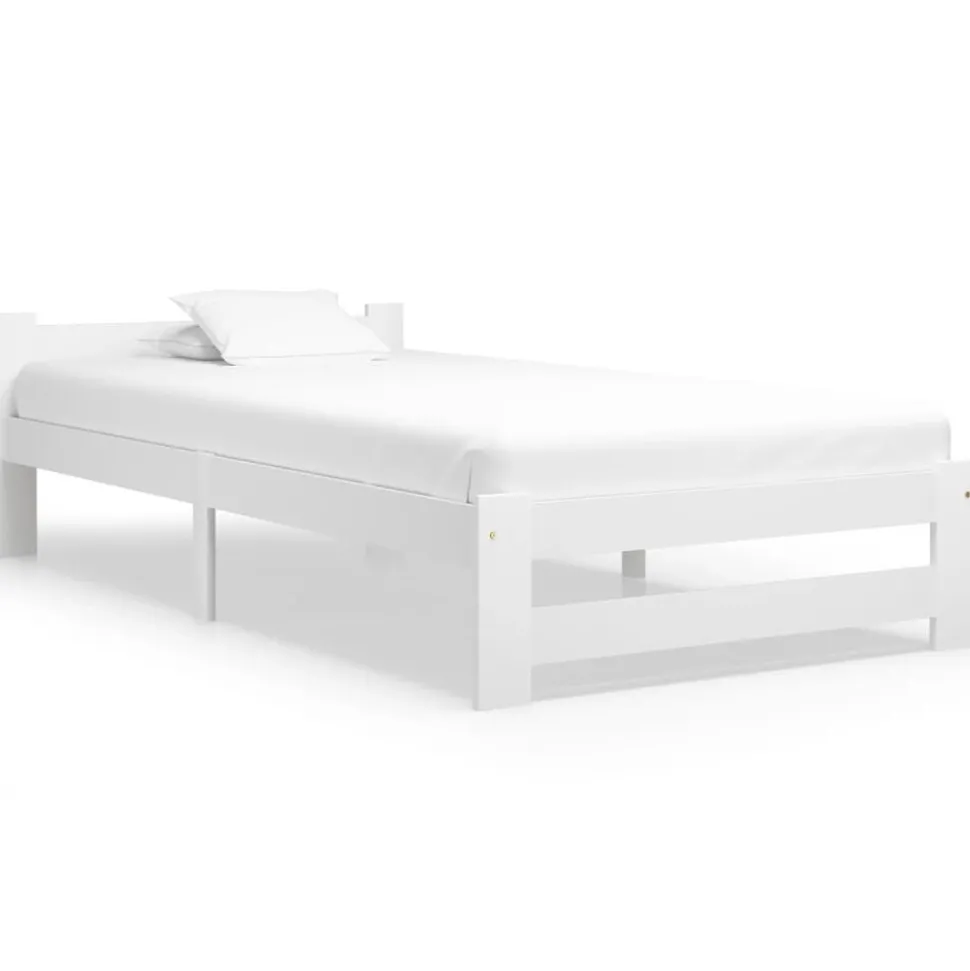 vidaXL Sängram utan madrass vit massiv furu 90x200 cm