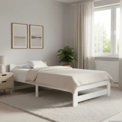 vidaXL Sängram utan madrass vit massiv furu 90x200 cm