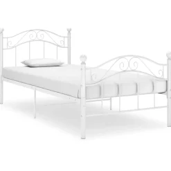 Outlet vidaXL Sängram utan madrass metall 90x200 cm Vit