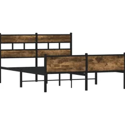 Online vidaXL Sängram utan madrass metall 160x200 cm Rökfärgad ek