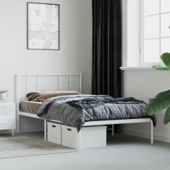 vidaXL Sängram utan madrass med huvudgavel metall vit 75x190 cm