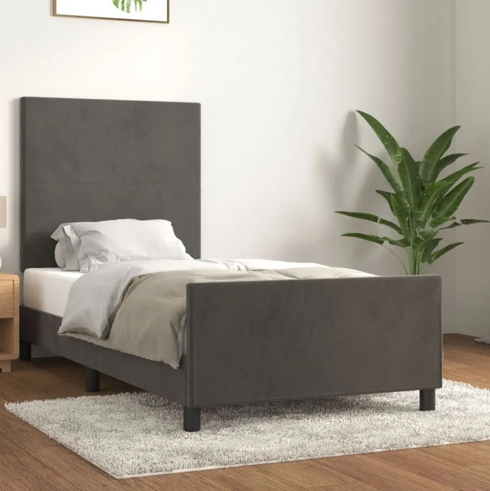 vidaXL Sängram utan madrass mörkgrå 80x200 cm sammet