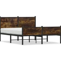 Outlet vidaXL Sängram utan madrass metall 150x200 cm Rökfärgad ek