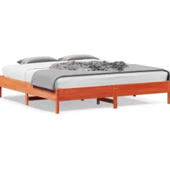 vidaXL Sängram utan madrass vaxbrun 200x200 cm massiv furu