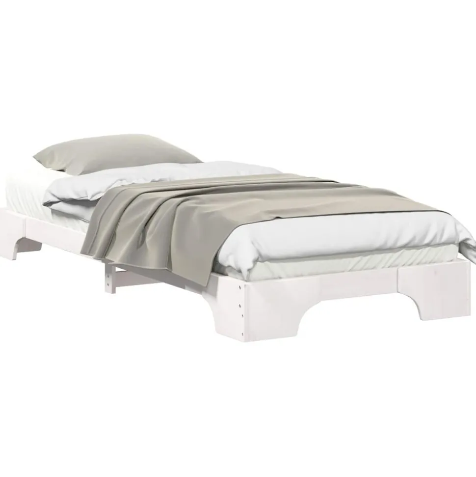 vidaXL Sängram Vit 80 x 210 cm Massiv furu