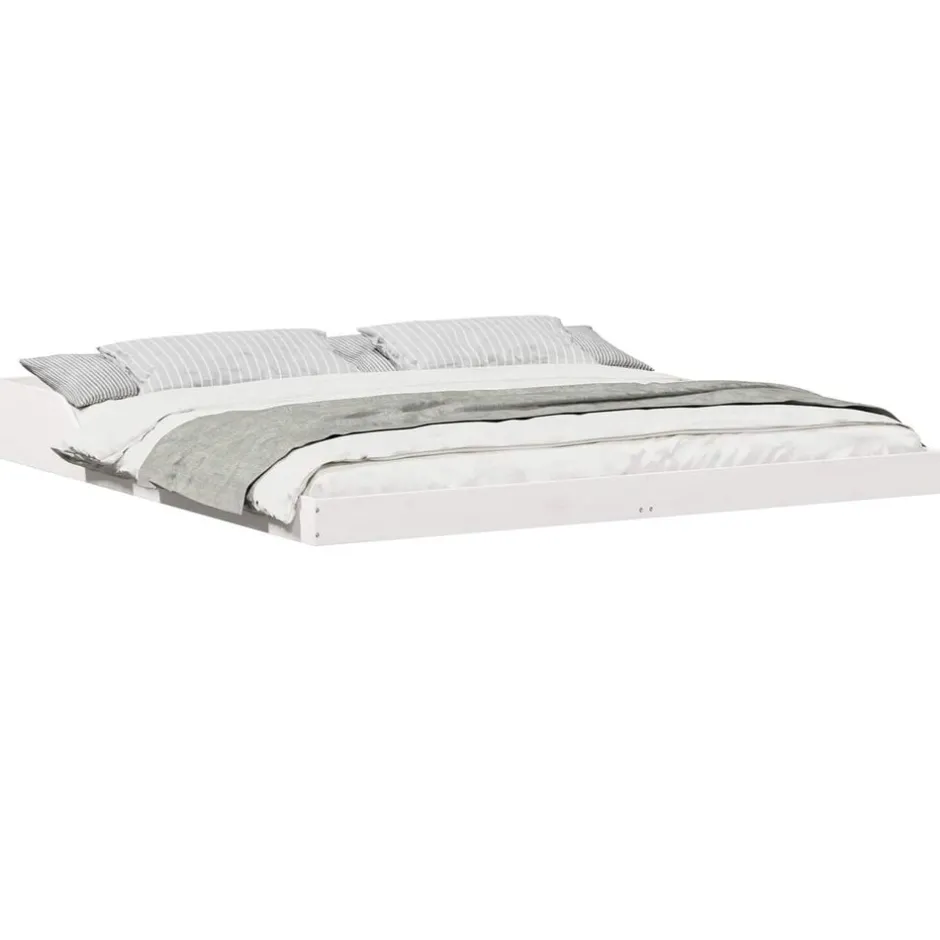 Discount vidaXL Sängram 200 x 200 cm Massiv furu Vit