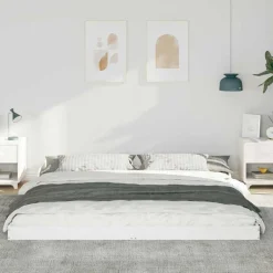 Discount vidaXL Sängram 200 x 200 cm Massiv furu Vit