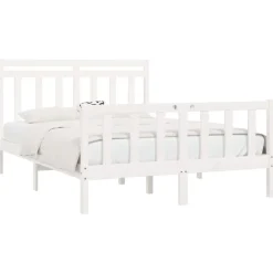 Outlet vidaXL Sängram massiv furu 160x200 cm Vit