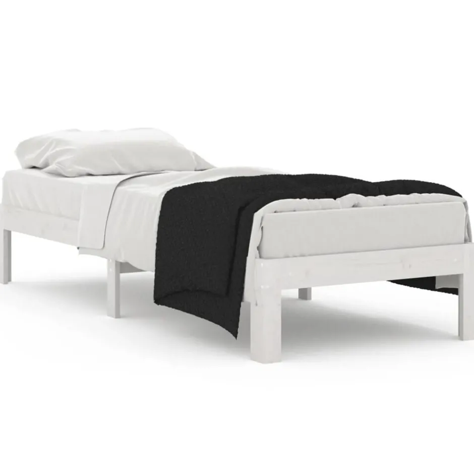 Sale vidaXL Sängram massivt trä 75x190 cm Vit