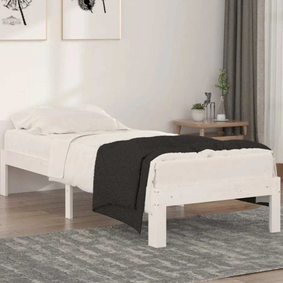 Sale vidaXL Sängram massivt trä 75x190 cm Vit