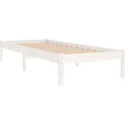vidaXL Sängram vit massivt trä 75x190 cm