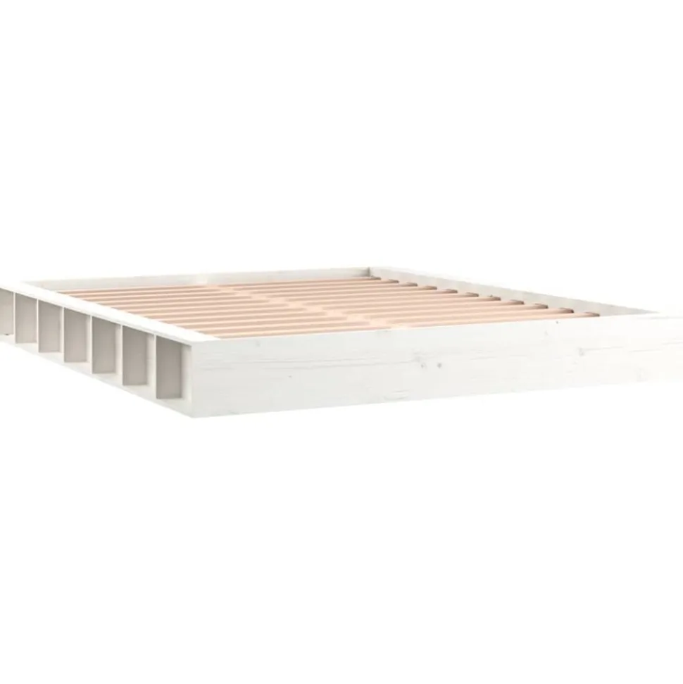 vidaXL Sängram vit 200x200 cm massivt trä