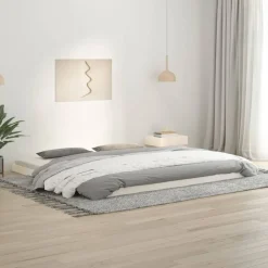 vidaXL Sängram vit 200x200 cm massiv furu