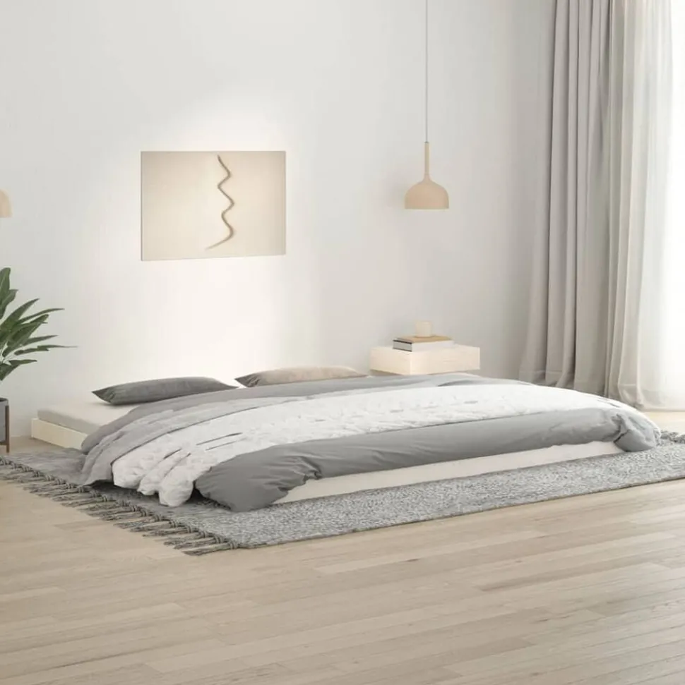 vidaXL Sängram vit 200x200 cm massiv furu