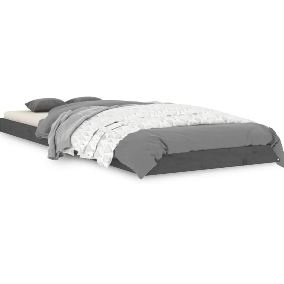 Hot vidaXL Sängram 75x190 cm massiv furu Grå