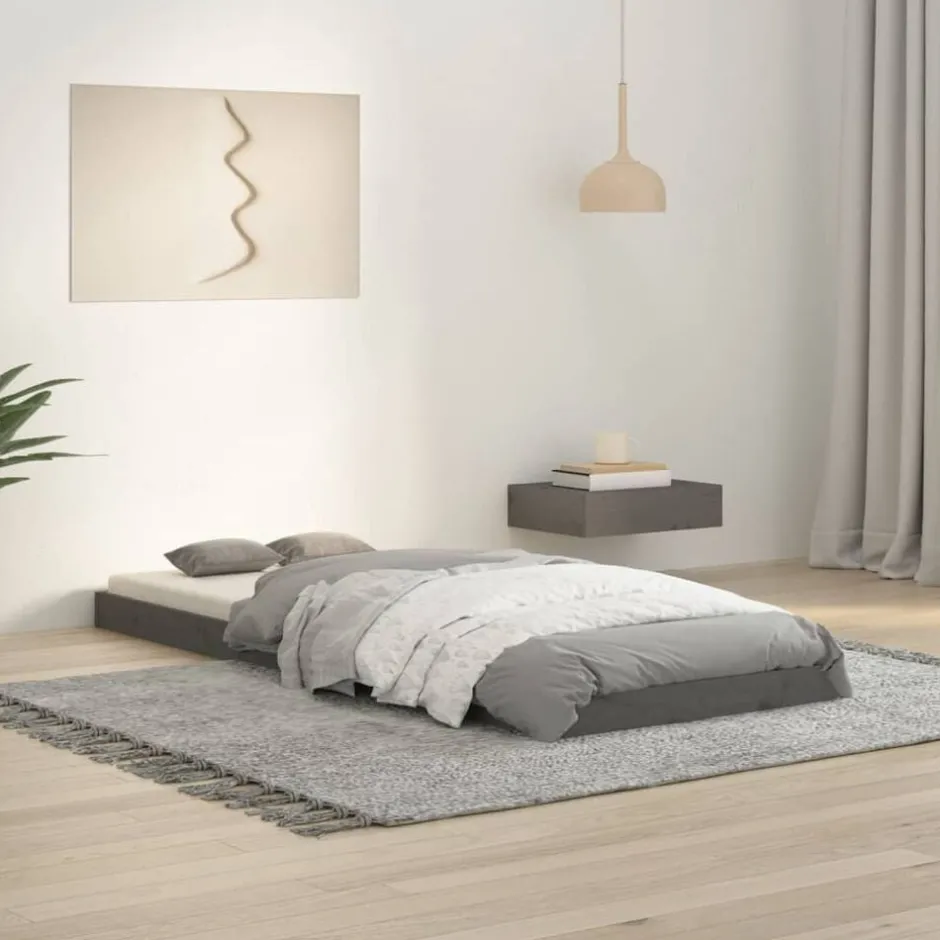 Hot vidaXL Sängram 75x190 cm massiv furu Grå