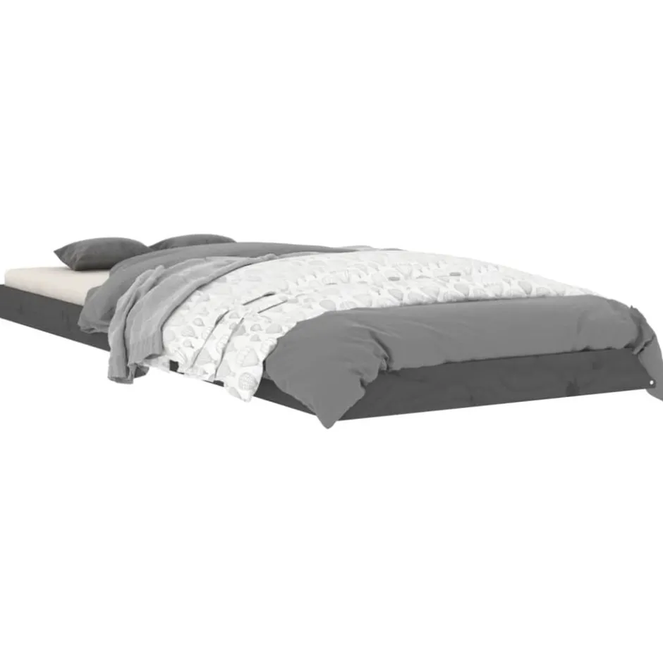 Hot vidaXL Sängram 75x190 cm massiv furu Grå