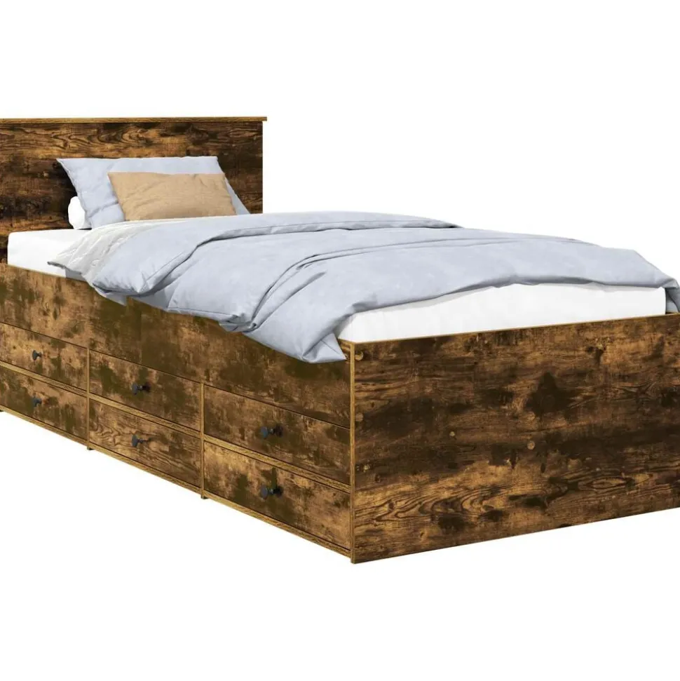 vidaXL Sängsoffa Rökt Ek och Svart 100 x 200 cm Konstruerat trä